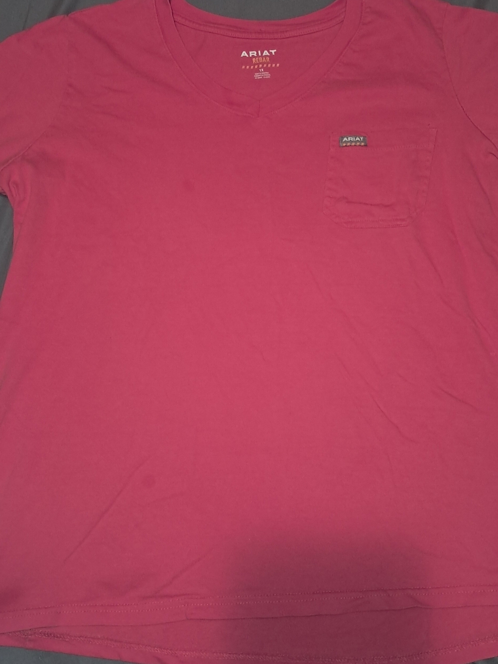 Ariat Women's Short-Sleeve V-Neck Pocket Tee in Bright Pink